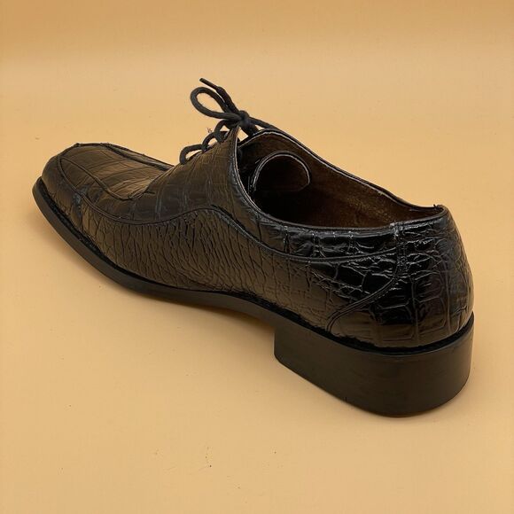 Sevasta Italiano Leather Dress Shoes Men's 11 Black Snake Pattern Dandy Grandad - Picture 3 of 16